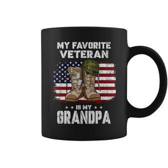 My Favorite Veteran Is My Grandpa American Flag Veterans Day Coffee Mug - Seseable