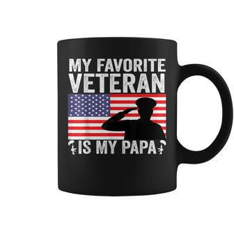 My Favorite Veteran Is My Papa Us Flag Father Veterans Coffee Mug - Seseable