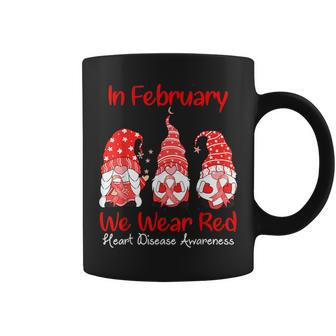 In February We Wear Red Three Gnomes Heart Disease Awareness Coffee Mug - Thegiftio UK