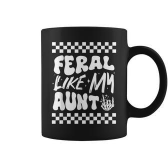 Feral Like My Aunt Groovy Feral Nephew Niece Retro Coffee Mug - Monsterry