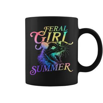 Feral Girl Summer Opossum Tie Dye Pastel Color Coffee Mug - Monsterry CA