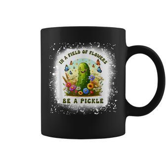 In A Field Of Flowers Be A Pickle Butterfly Flora Bleached Coffee Mug - Monsterry