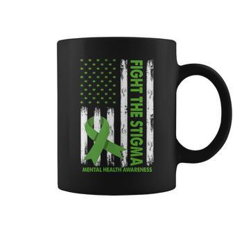 Fight The Stigma Mental Health Awareness Green Ribbon Coffee Mug - Seseable