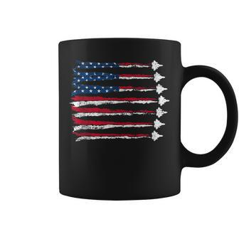 Fighter Jet Airplane Usa Flag 4Th Of July Patriotic Mens Coffee Mug - Monsterry