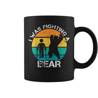I Was Fighting A Bear Broken Leg Injury Recovery Men Coffee Mug - Monsterry DE