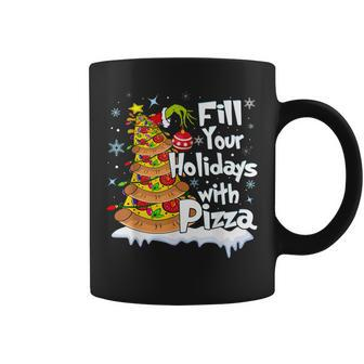 Fill Your Holidays With Pizza Tree Christmas Pizza Lover Coffee Mug - Seseable
