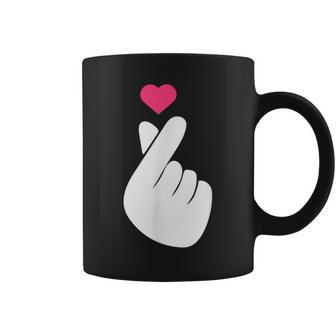 Finger Heart Korean Hand Symbol K-Pop Love Saranghae Coffee Mug - Monsterry AU