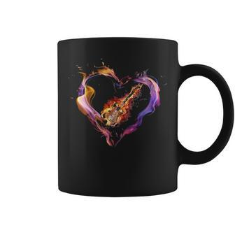Fire Guitar In Heart Coffee Mug | Mazezy