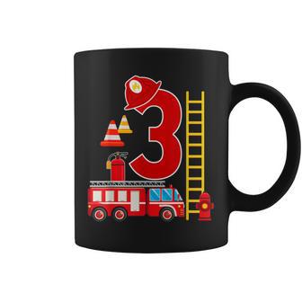 Fire Truck 3Rd Birthday Boy 3 Year Old Firefighter Coffee Mug - Monsterry AU