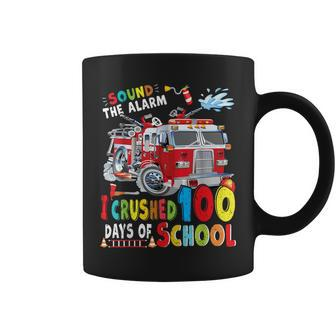 Fire Truck I Crushed 100 Day Of School Outfit Teachers Boys Coffee Mug - Seseable