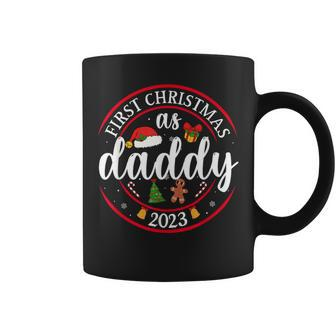 First Christmas As A Daddy Family Santa Hat Xmas Pjs New Dad Coffee Mug - Seseable