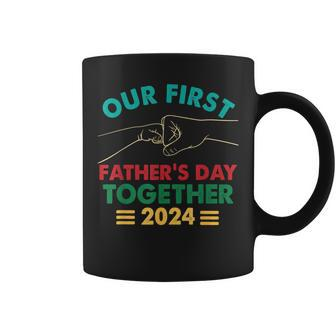 Our First Fathers Day Together 2024 Vintage New Dad Matching Coffee Mug - Thegiftio UK