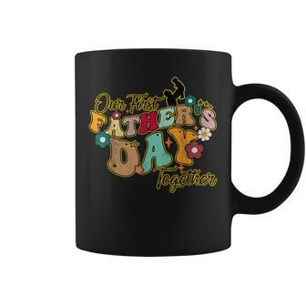 Our First Father's Day Together Groovy Sayings Kid Coffee Mug - Monsterry