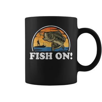 Fish On Bass Fishing Vintage Fisherman For Men Coffee Mug - Monsterry AU