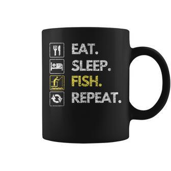 Fisher Eat Sleep Fish Repeat Fishing Fisherman Fish Coffee Mug - Thegiftio UK