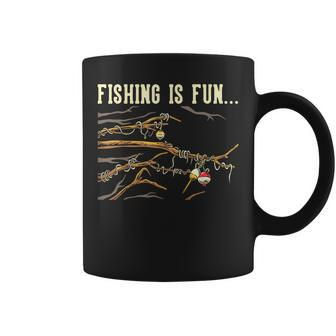 Fishing Is Fun Bobbers Stuck In Tree Coffee Mug - Seseable