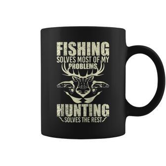 Fishing Solves Most Of My Problems Hunting Hunter Dad Coffee Mug | Crazezy AU