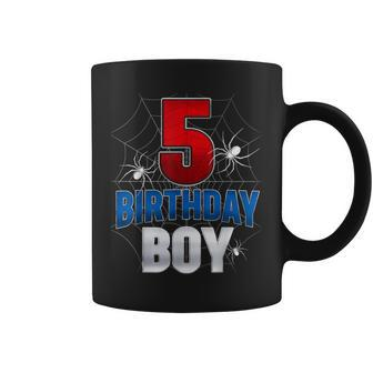 Five 5Yr Boys Spider Web Happy 5Th Birthday Boy 5 Years Old Coffee Mug | Mazezy