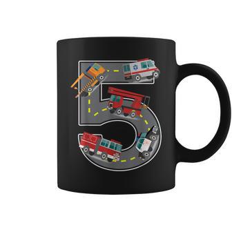 Five Year Old 5Th Birthday Fire Truck Ambulance Police Car Coffee Mug - Monsterry AU