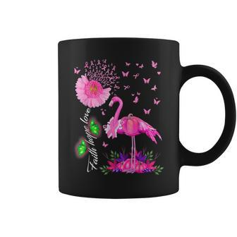 Flamingo Faith Hope Love Pink Pumpkin Ribbon Breast Cancer Coffee Mug - Monsterry AU