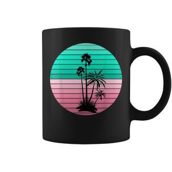 Flamingo Pink And Teal Palm Tree Sunset Coffee Mug - Monsterry DE