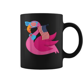 Flamingo Sunglasses Usa American Flag Cute 4Th Of July Coffee Mug - Monsterry DE