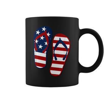 Flip Flops Red White Blue Stars & Stripes Patriotic Fun Usa Coffee Mug - Monsterry CA