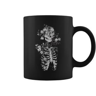 Floral Skeleton Flowers Goth Occult Death Dark Alt Aesthetic Coffee Mug - Seseable