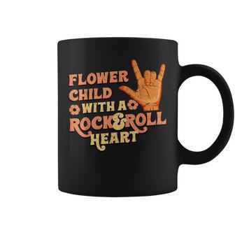 Flower Child With A Rock And Roll Heart Retro Vintage 70S Coffee Mug - Monsterry AU