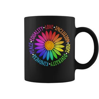 Flower Kindness Peace Equality Rainbow Flag Lgbtq Ally Pride Coffee Mug - Monsterry