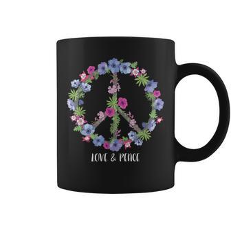 Flower Pattern Peace Symbol Girls Love Coffee Mug - Monsterry