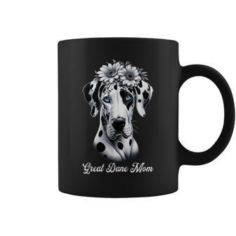 Flowers Giant Adorable Large Gentle Dog Lover Great Dane Mom Coffee Mug - Monsterry