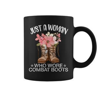Flowers Happy Veteran Day Just A Woman Who Wore Combat Boots Coffee Mug - Monsterry AU