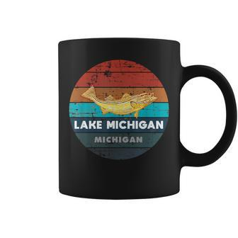 Flying Fishing Bass Salmon Fish Trout Lake Michigan Retro Coffee Mug - Monsterry AU