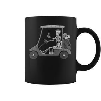 Forever Golfing Skeleton Driving A Golf Cart Coffee Mug - Monsterry DE