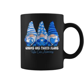 Foster Care Awareness Month Blue Ribbon Gnomies Support Coffee Mug - Monsterry