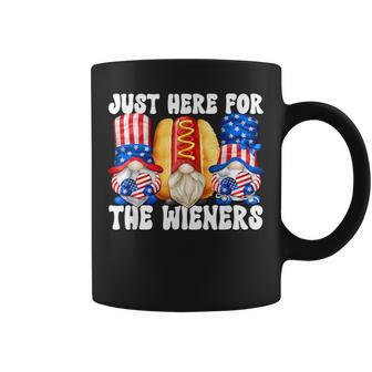 Fourth Of July Gnomes With Hot Dog Just Here For The Wieners Coffee Mug - Monsterry UK