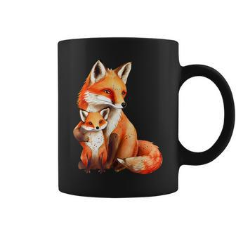 Fox Foxes Mom Child Dad Child Children Men Coffee Mug - Monsterry