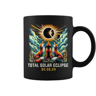 Fox Howling At Solar Eclipse Coffee Mug - Seseable