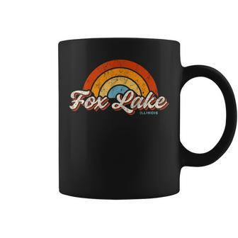 Fox Lake Illinois Il Vintage Rainbow Retro 70S Coffee Mug - Monsterry CA