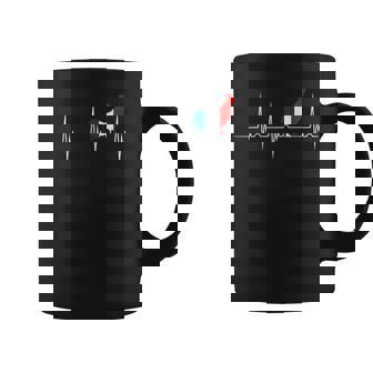 France Heartbeat Ekg Pulse Drapeau France Coq Racines Françaises Tasse - Cadeauxyz