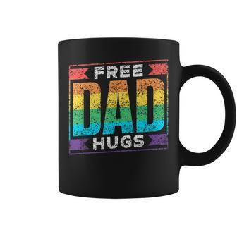 Free Dad Hugs Gay Rainbow Pride Lgbtq Proud Father Daddy Coffee Mug - Monsterry AU