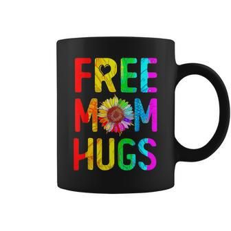 Free Mom Hugs Gay Pride Lgbt Daisy Rainbow Flower Mother Day Coffee Mug - Seseable