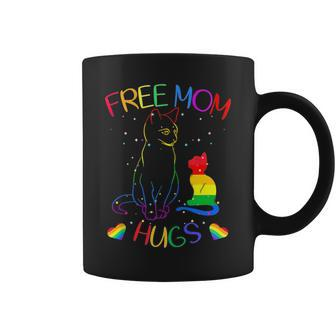 Free Mom Hugs Lgbt Pride Mama Cat Rainbow Cute Coffee Mug - Monsterry DE