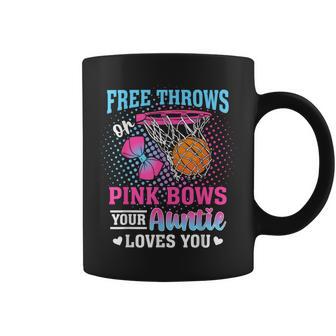 Free Throws Or Pink Bows Your Auntie Loves You Gender Reveal Coffee Mug - Seseable