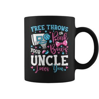 Free Throws Or Pink Bows Uncle Loves You Cute Gender Reveal Coffee Mug - Thegiftio UK