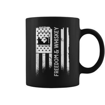 Freedom & Whiskey Usa Flag Patriotic Bourbon Drinkers Coffee Mug - Monsterry AU