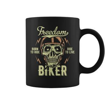 Freedom Biker Motorcycle Rider Skull Skeleton Coffee Mug - Monsterry