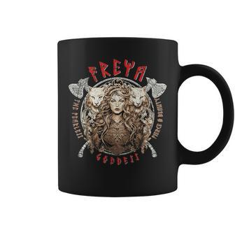 Freya Viking Goddess Freyja Norse Myth Runes Warrior Vintage Coffee Mug - Seseable
