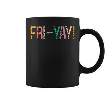 Friyay Popular Quote Happy Friday Leopard Teacher Coffee Mug | Crazezy DE